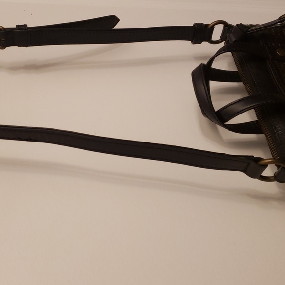 Frye Melissa Mini Shopper Leather Crossbody Adjustable Studs Black Gold - Picture 7 of 17